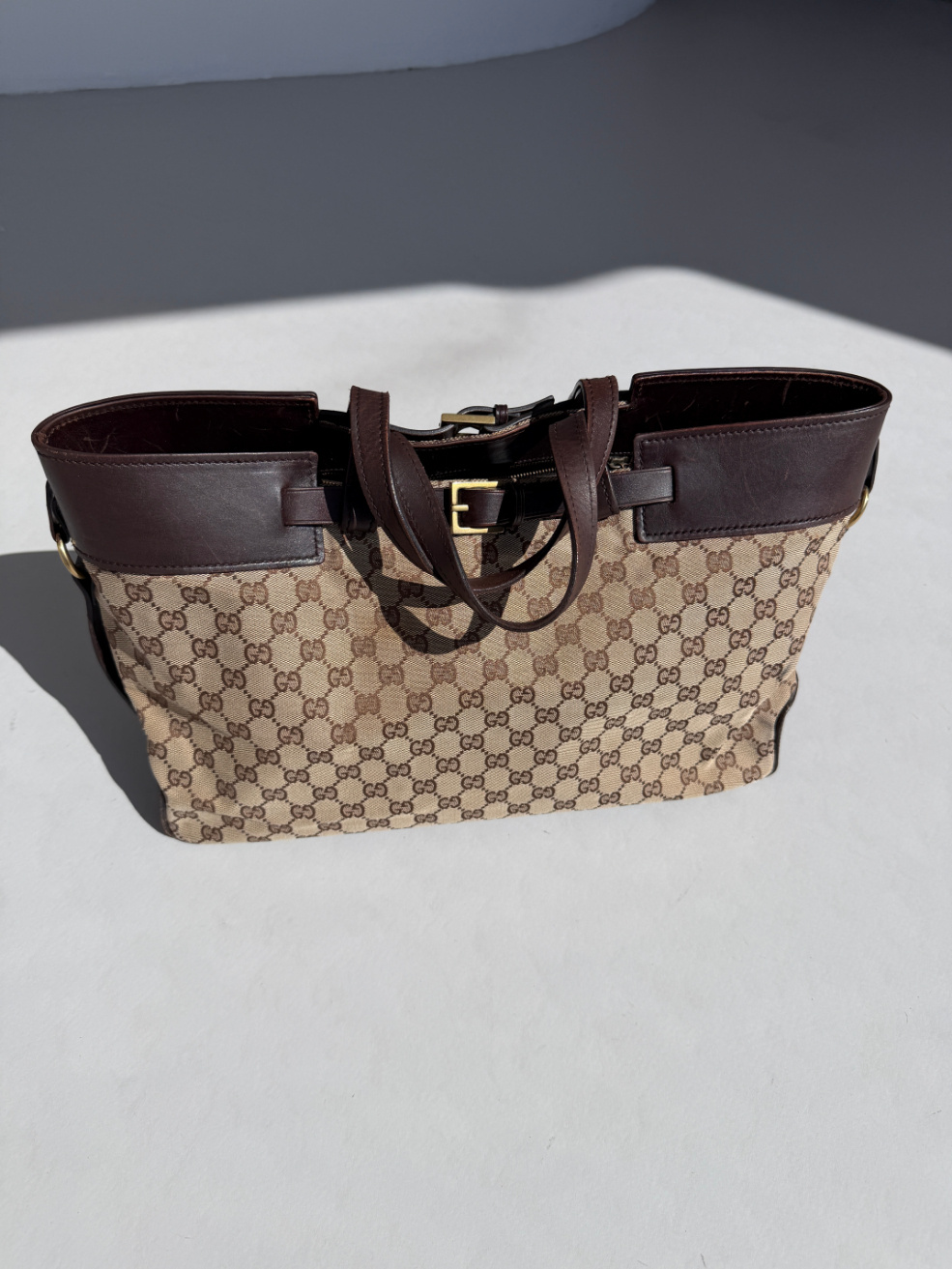 RR ARCHIVE Gucci GG Canvas & Leather Tote Bag