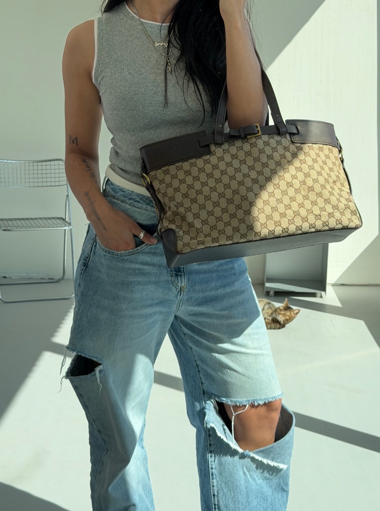 RR ARCHIVE Gucci GG Canvas & Leather Tote Bag