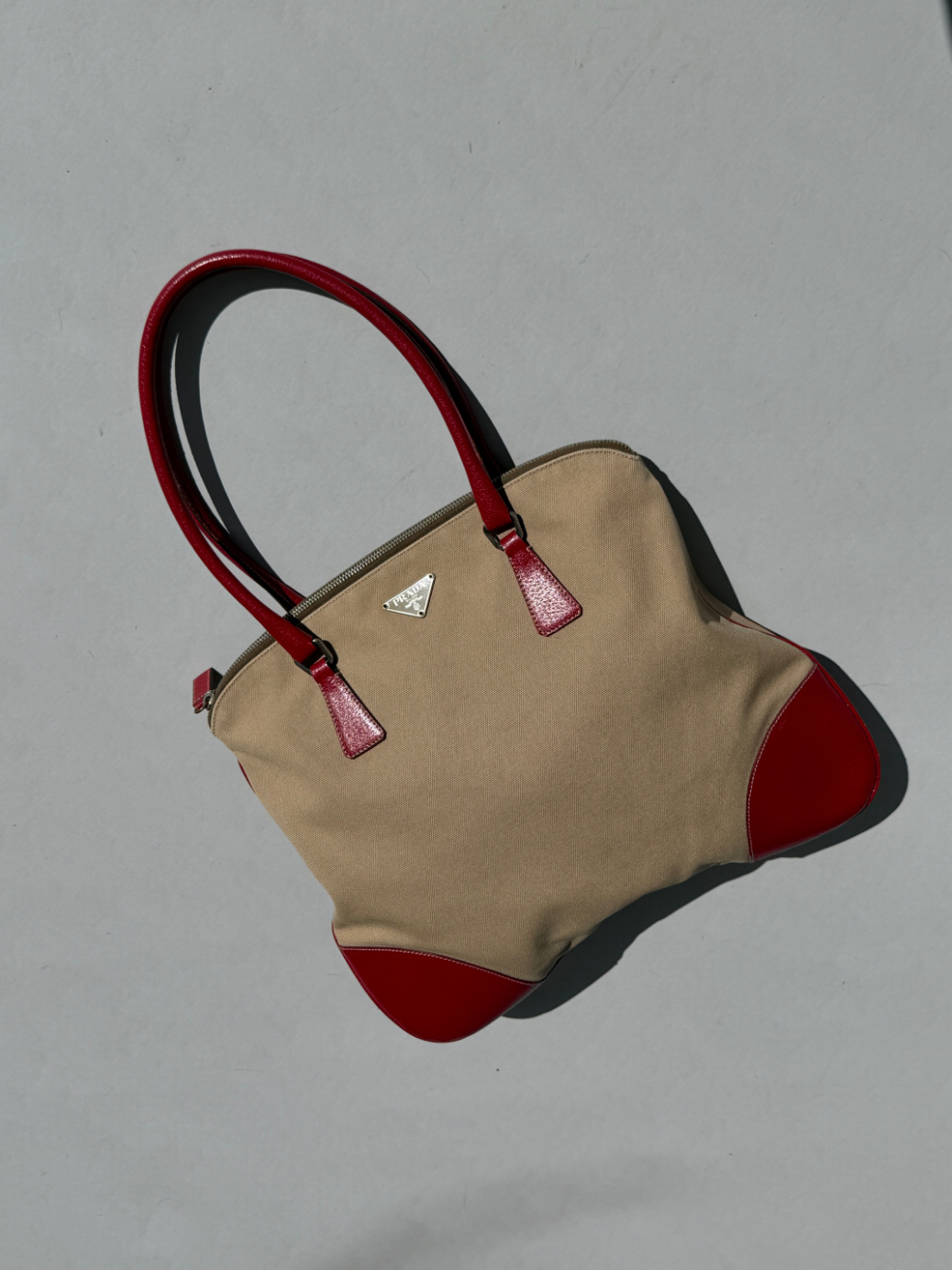 RR ARCHIVE Prada Canvas Red Leather Handbag