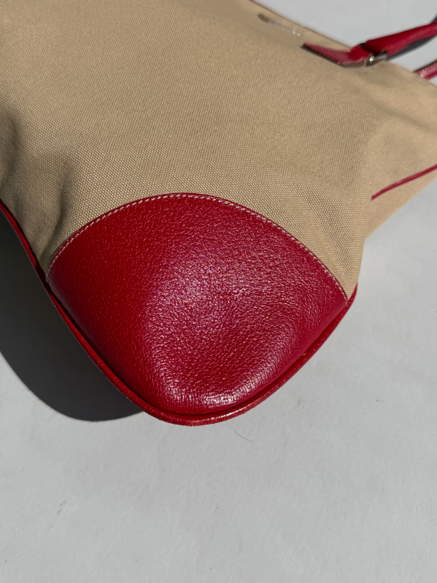 RR ARCHIVE Prada Canvas Red Leather Handbag
