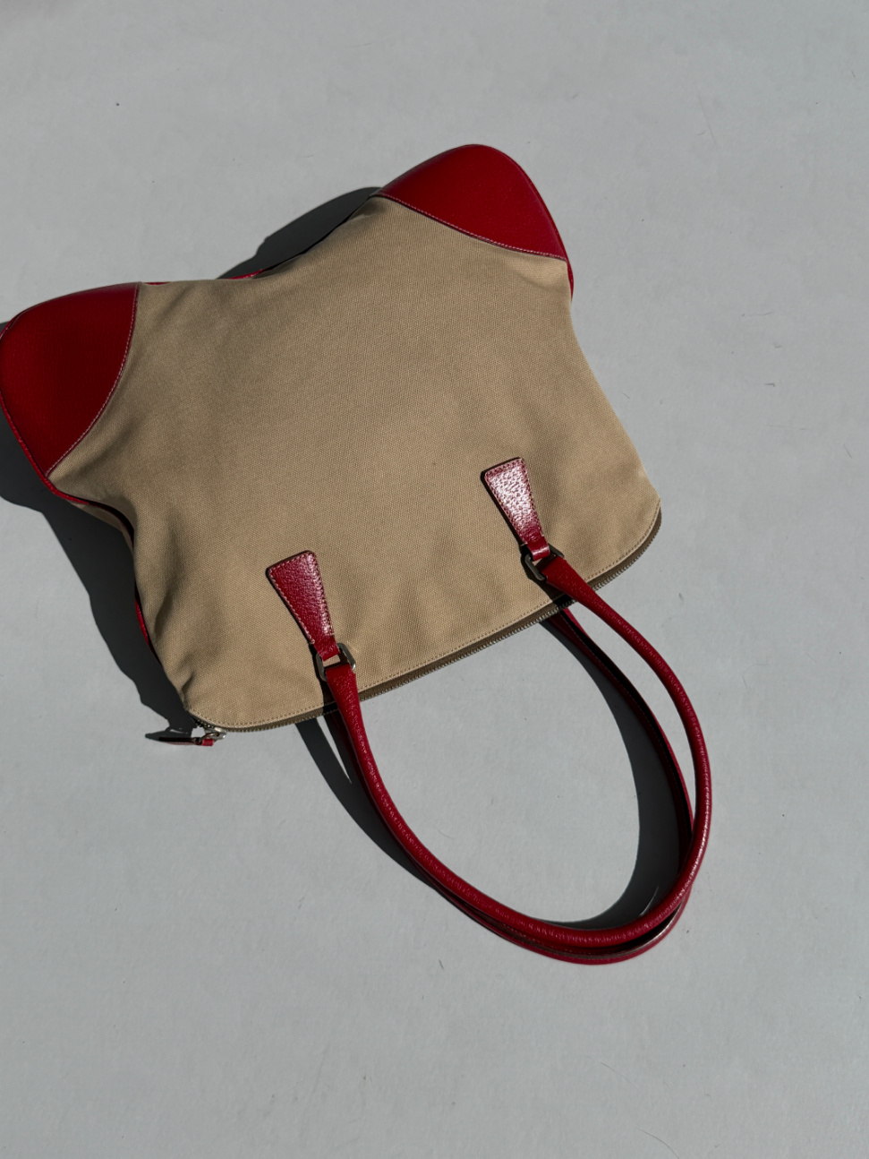 RR ARCHIVE Prada Canvas Red Leather Handbag