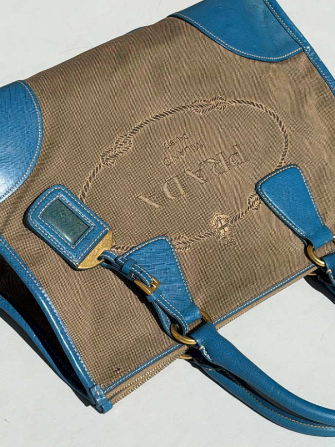 RR ARCHIVE Prada Canvas & Leather Logo Handbag