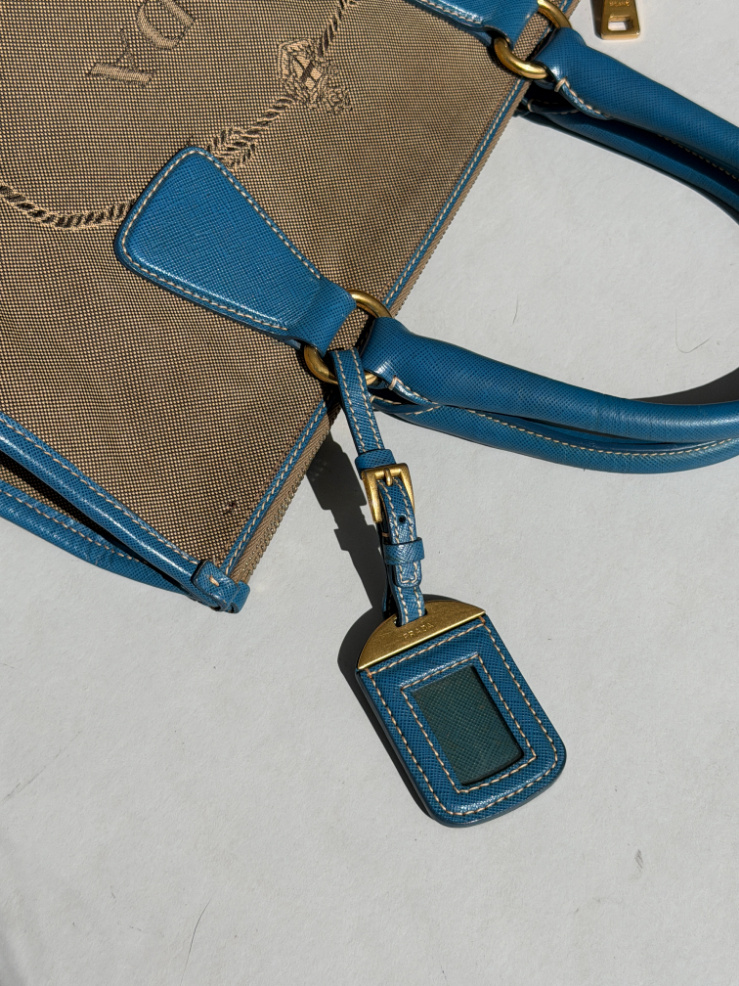 RR ARCHIVE Prada Canvas & Leather Logo Handbag