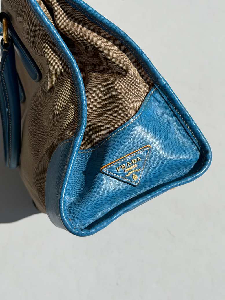 RR ARCHIVE Prada Canvas & Leather Logo Handbag