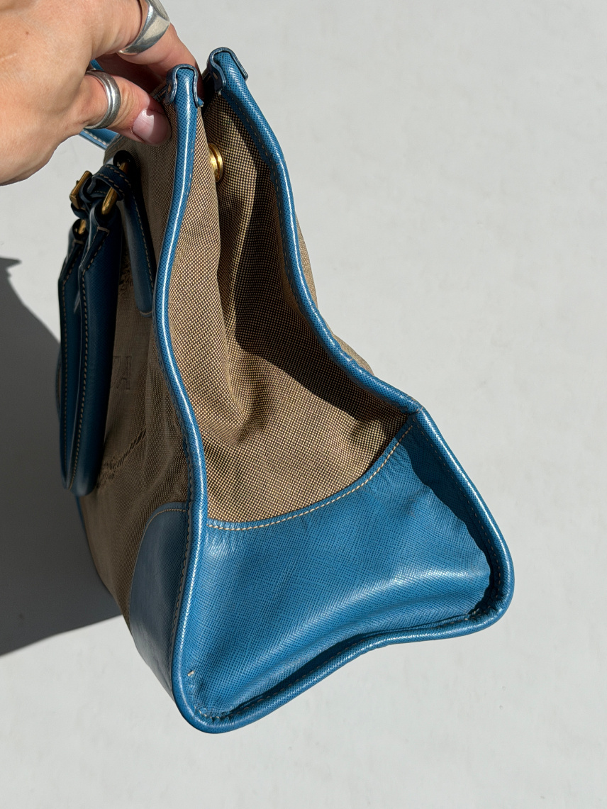 RR ARCHIVE Prada Canvas & Leather Logo Handbag