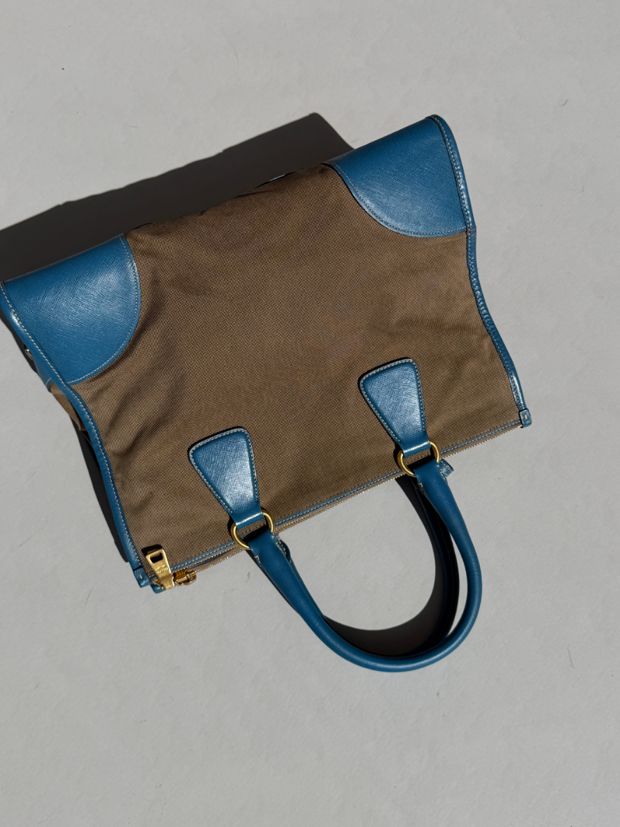 RR ARCHIVE Prada Canvas & Leather Logo Handbag