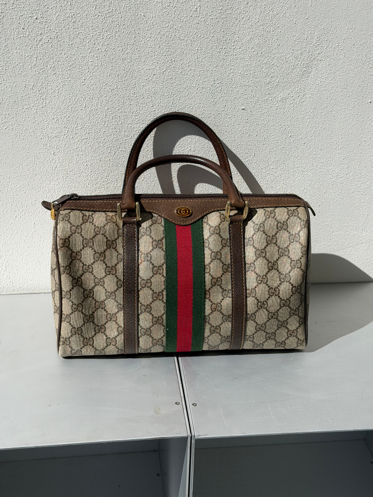 RR ARCHIVE Gucci GG Web Sherry Line Boston Bag