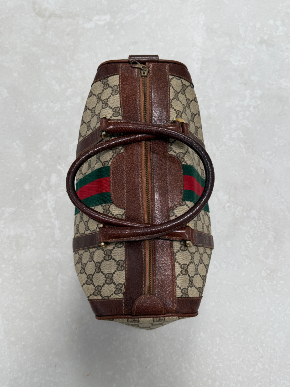 RR ARCHIVE Gucci GG Supreme Web Sherry Line Boston Bag