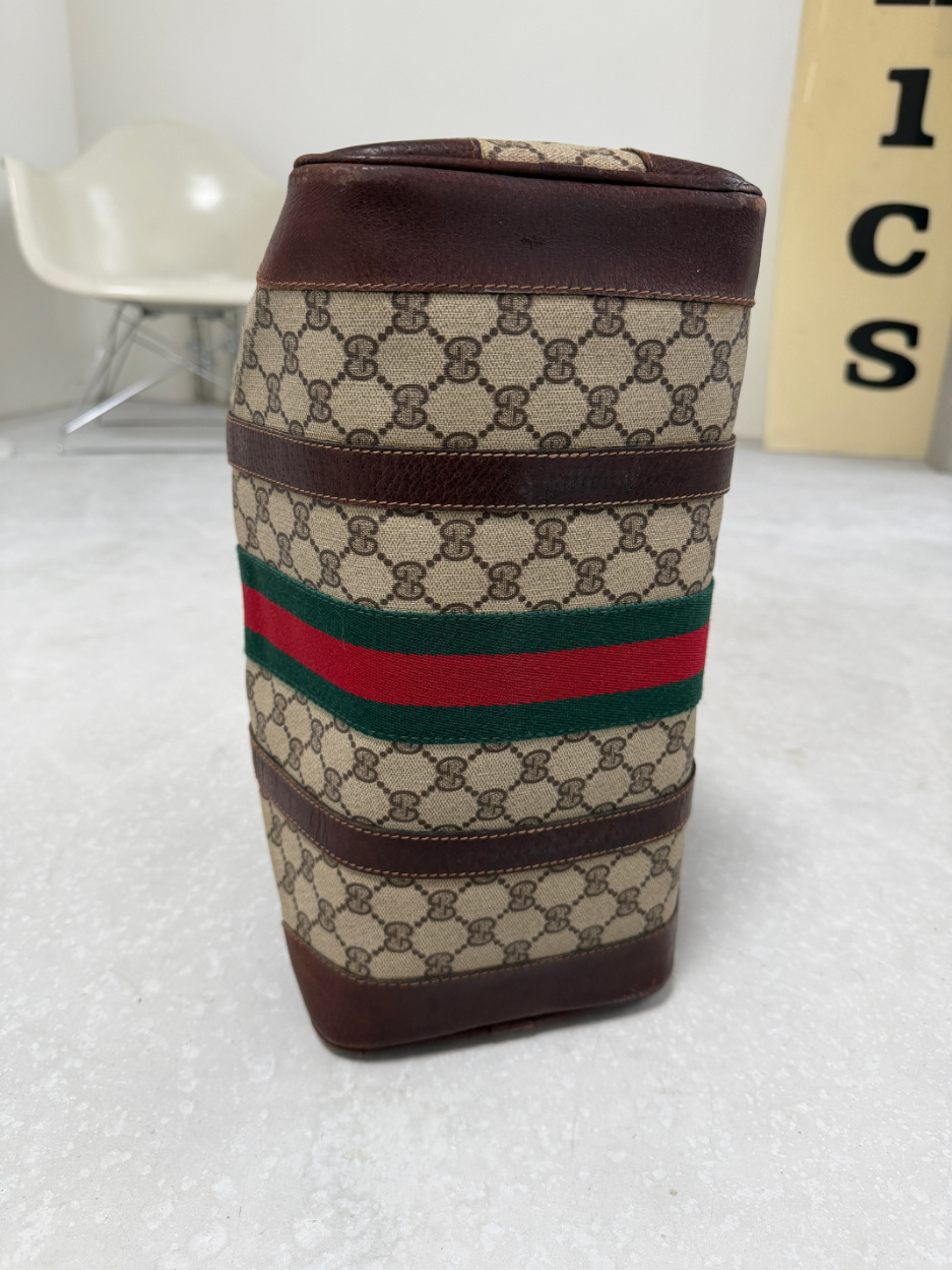RR ARCHIVE Gucci GG Supreme Web Sherry Line Boston Bag