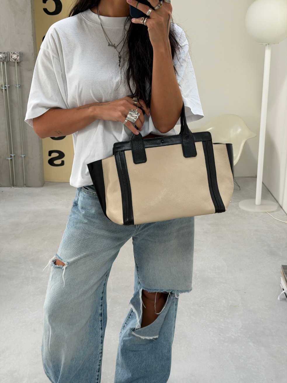 RR ARCHIVE Chloe Leather Contrast Tote