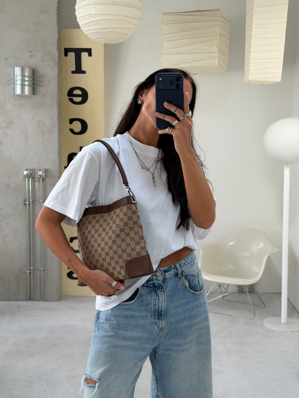 RR ARCHIVE Gucci GG Canvas & Leather Shoulder Bag