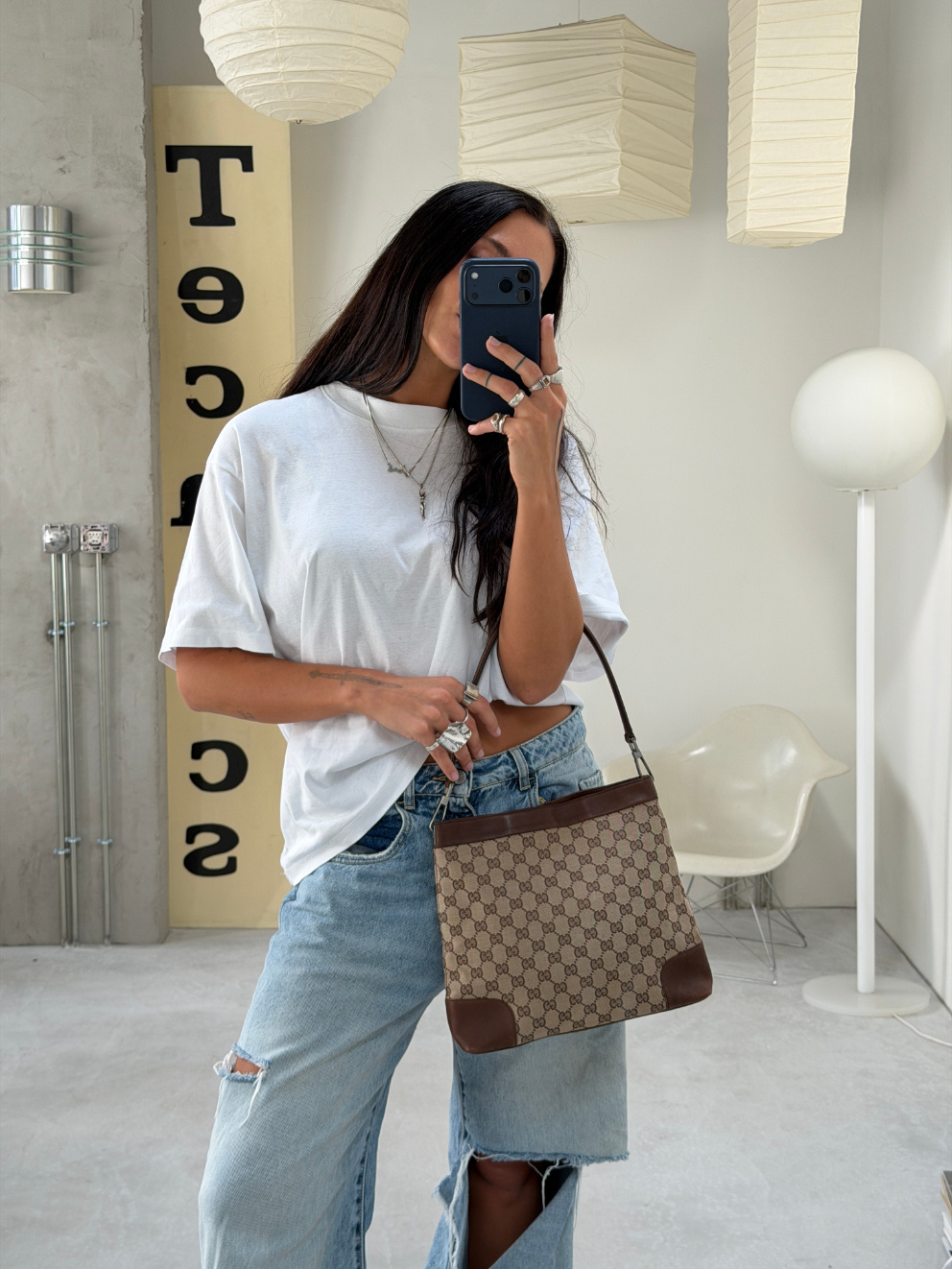 RR ARCHIVE Gucci GG Canvas & Leather Shoulder Bag