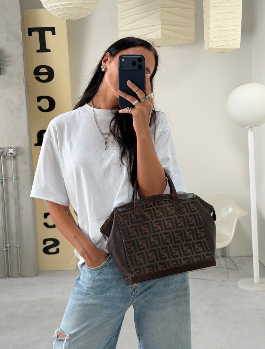 RR ARCHIVE Fendi Zucca Leather Hand Bag