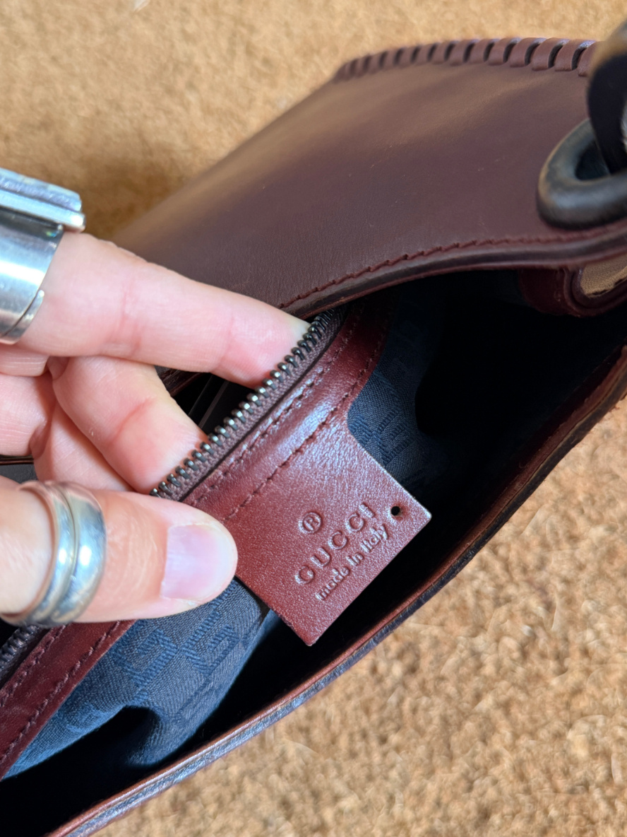 RR ARCHIVE Gucci Leather & Wood Handle Shoulder Bag