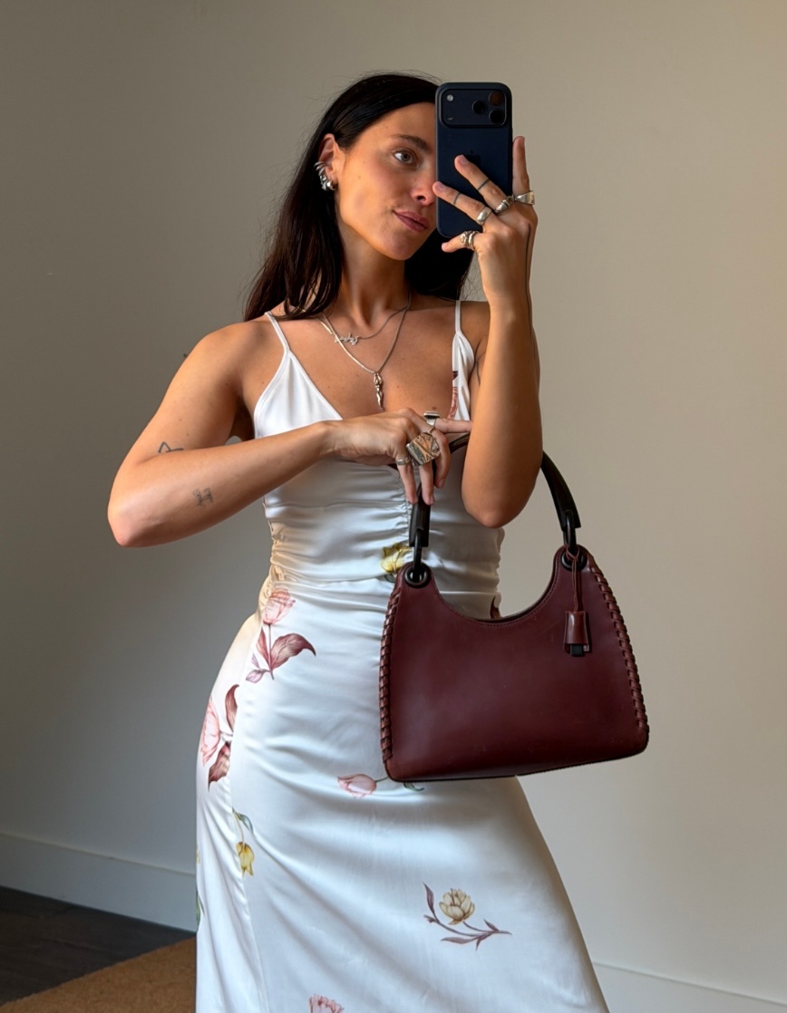 RR ARCHIVE Gucci Leather & Wood Handle Shoulder Bag