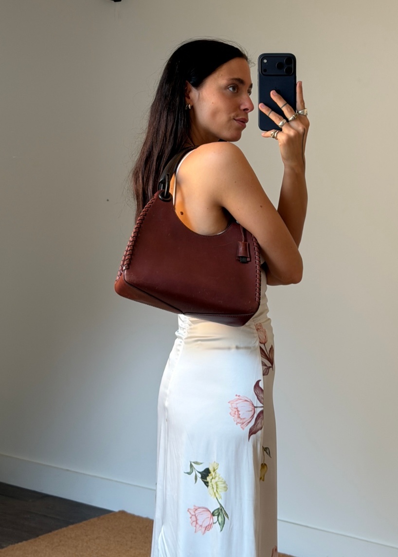 RR ARCHIVE Gucci Leather & Wood Handle Shoulder Bag