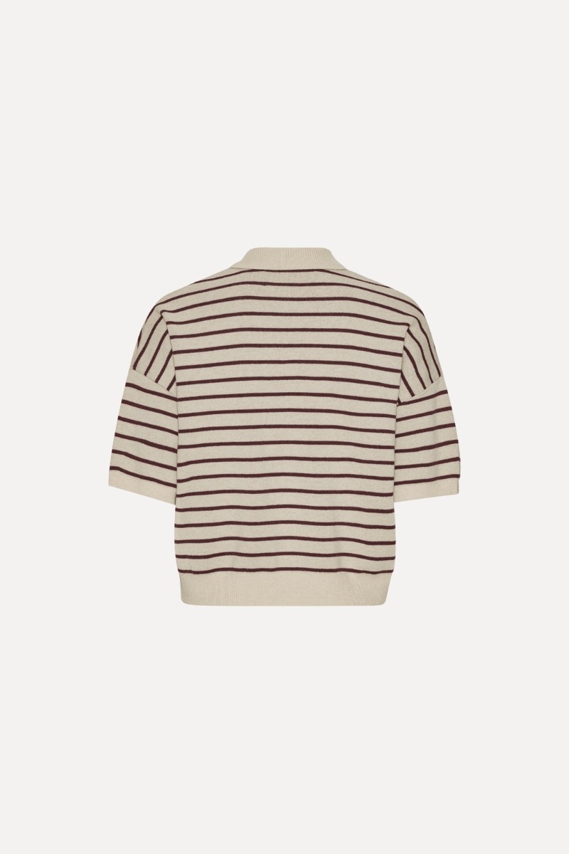Rotate Slinky Striped Knit Polo