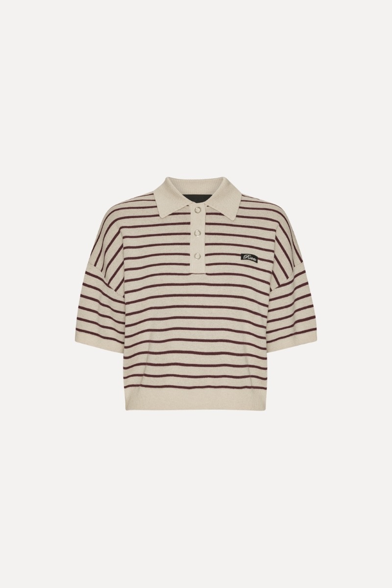 Rotate Slinky Striped Knit Polo