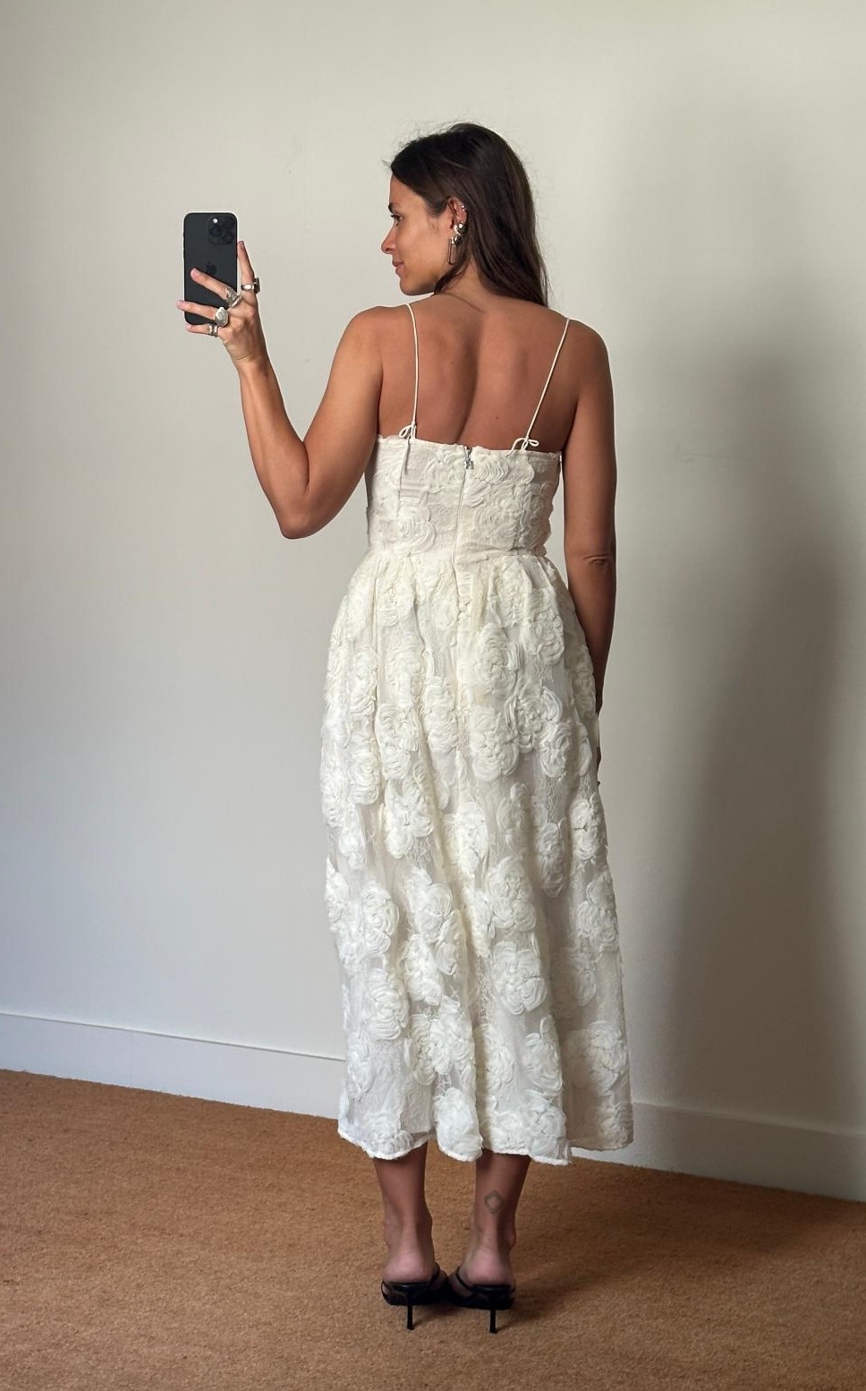 Rotate Flower Mesh Midi Dress