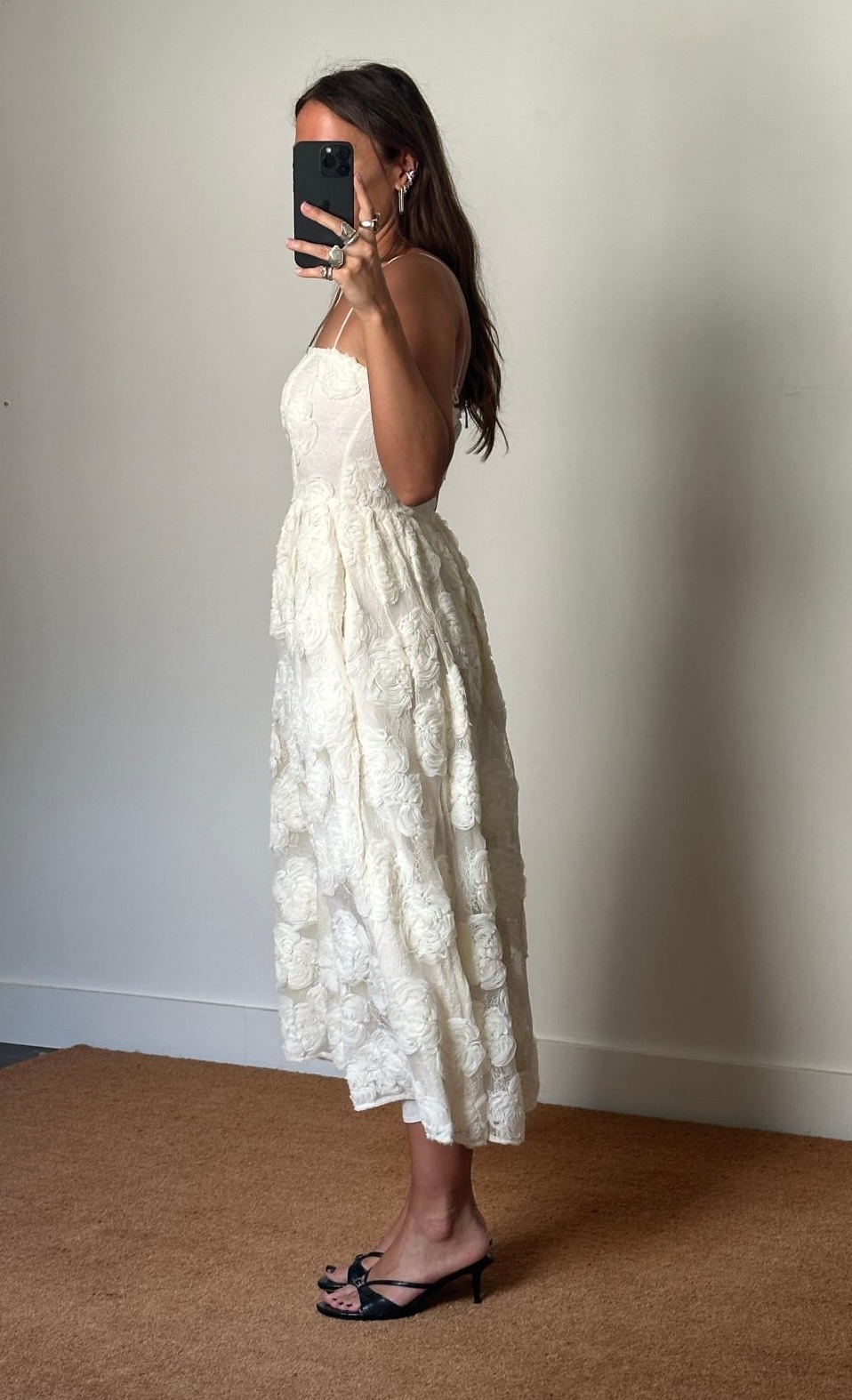 Rotate Flower Mesh Midi Dress