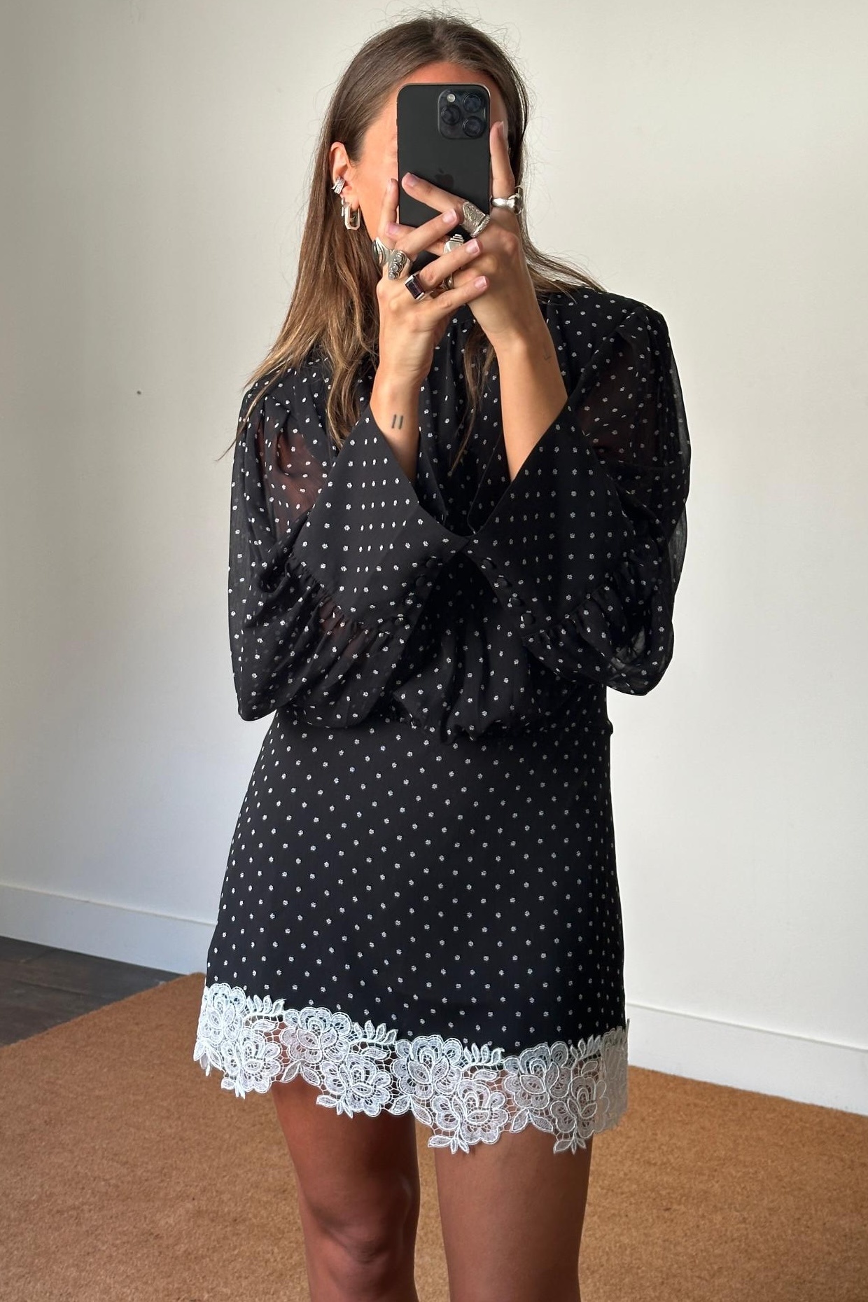 Rotate Lace Minidress