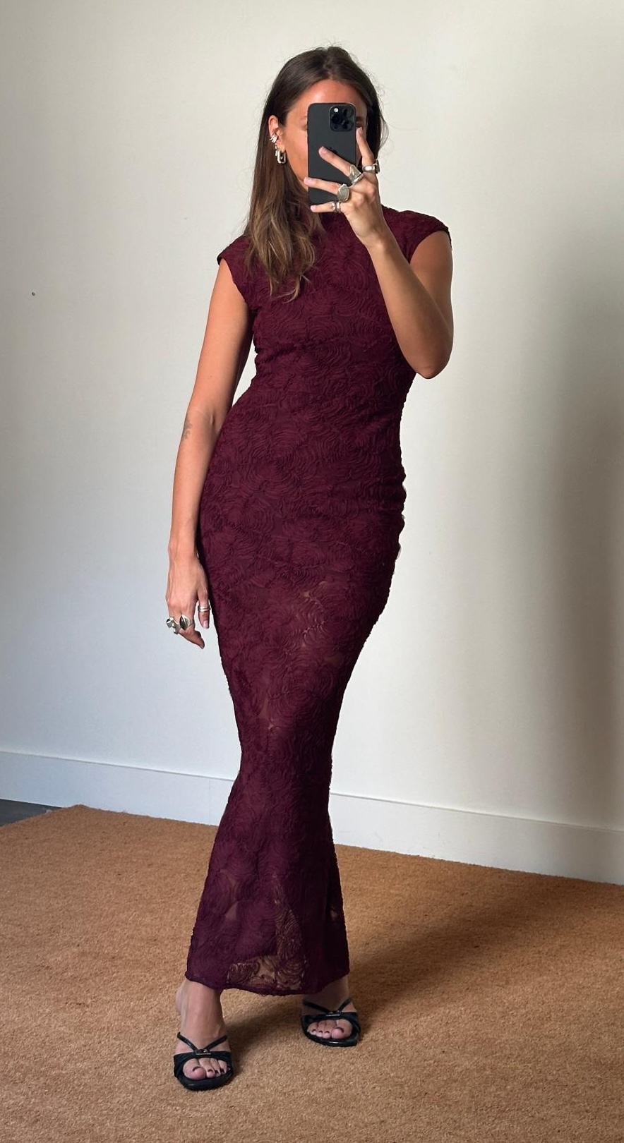 Rotate Flower Mesh Maxi Dress