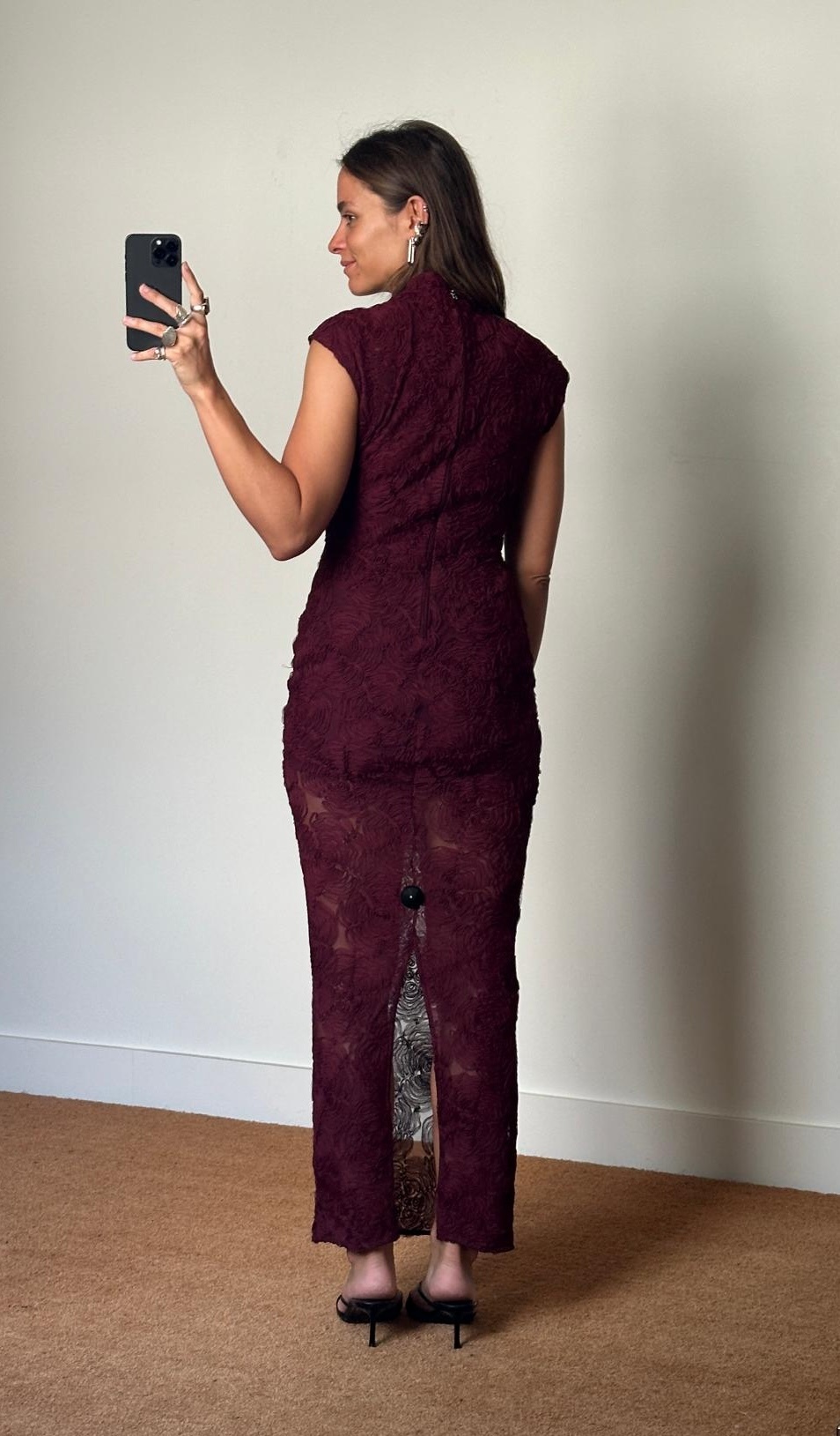 Rotate Flower Mesh Maxi Dress