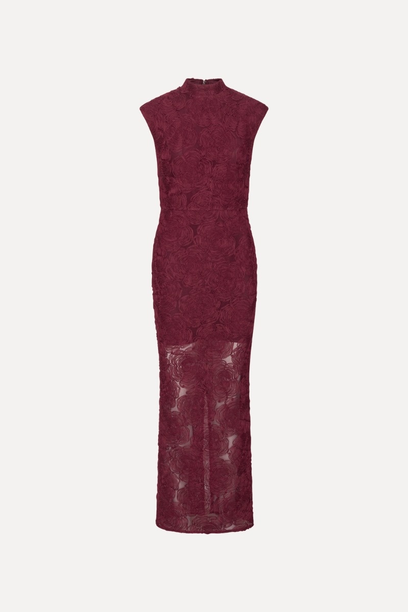 Rotate Flower Mesh Maxi Dress