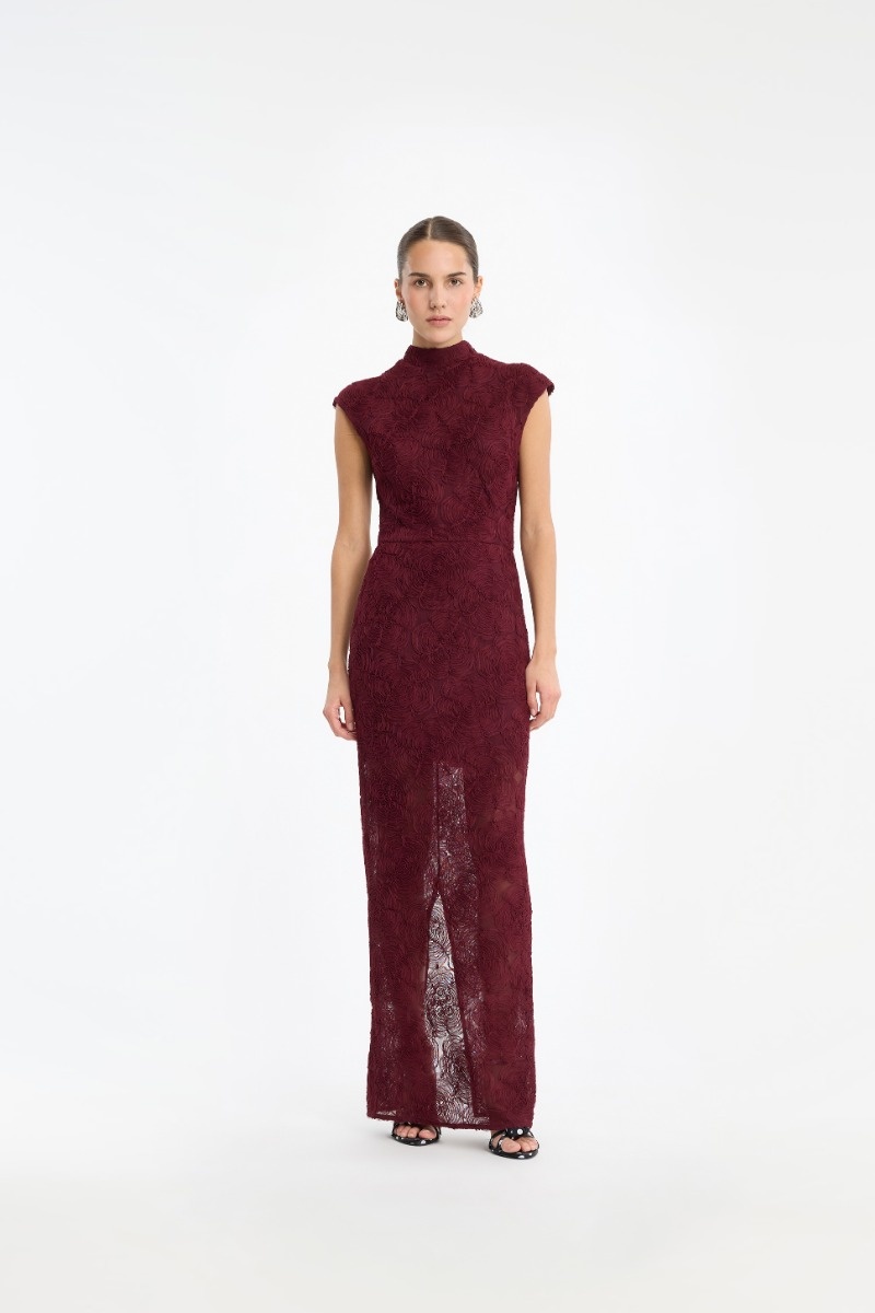 Rotate Flower Mesh Maxi Dress