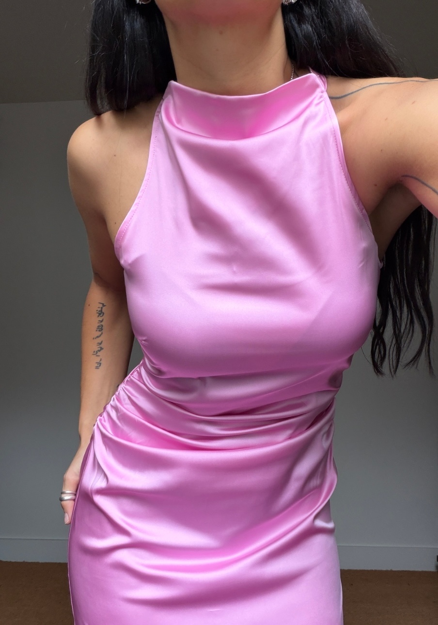 Rotate Halterneck Ruched Maxi Dress
