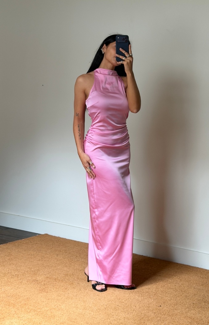 Rotate Halterneck Ruched Maxi Dress