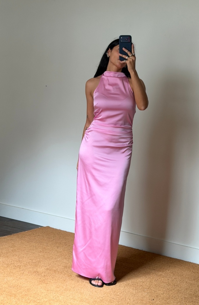 Rotate Halterneck Ruched Maxi Dress