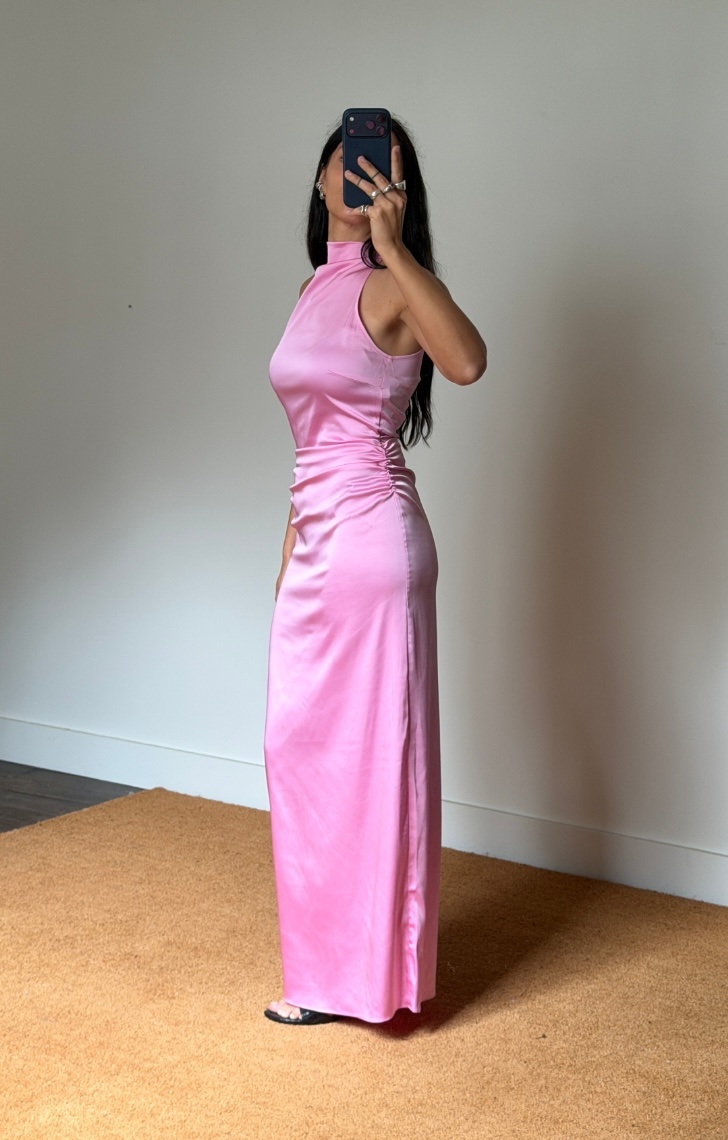 Rotate Halterneck Ruched Maxi Dress