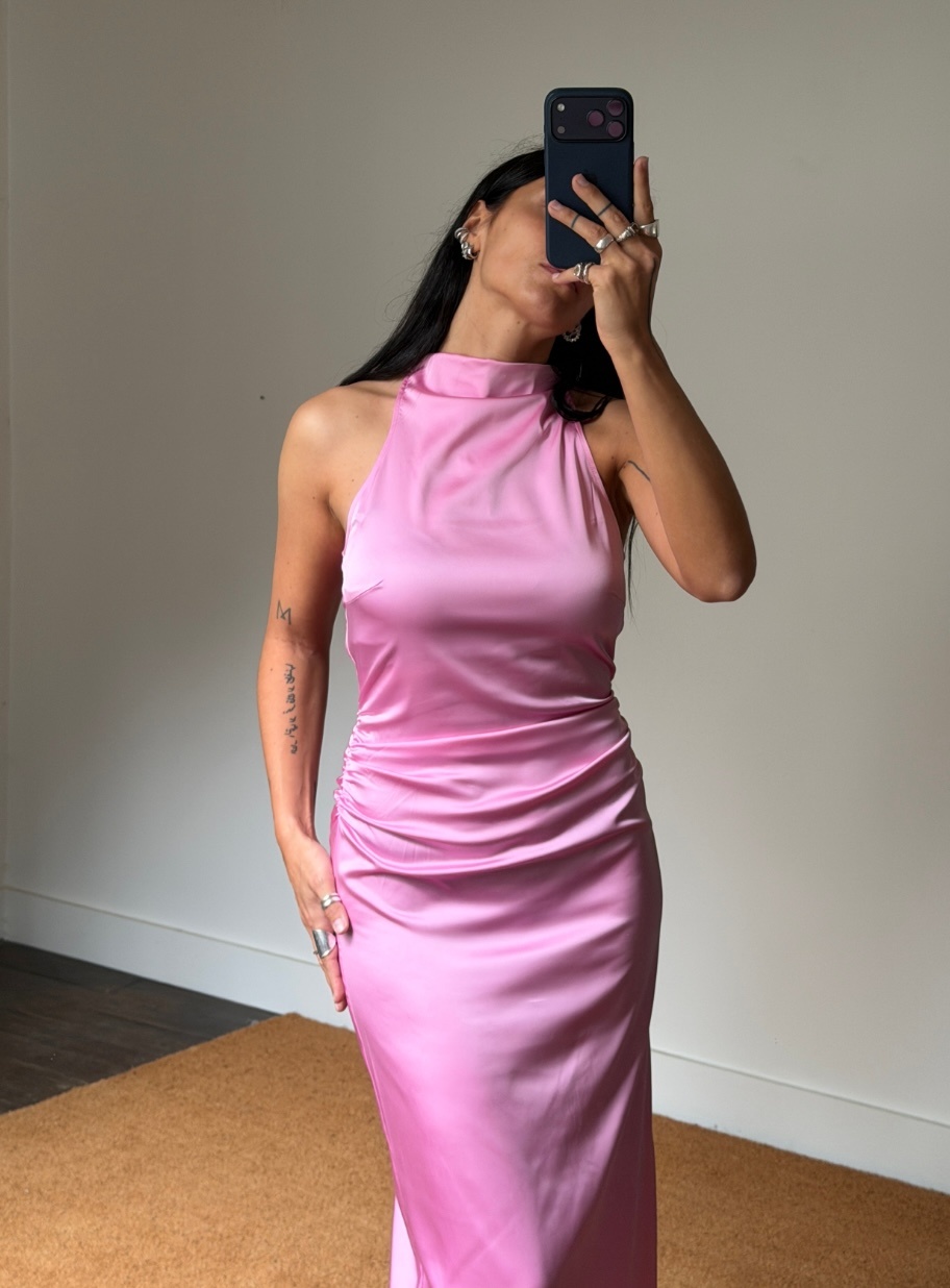 Rotate Halterneck Ruched Maxi Dress