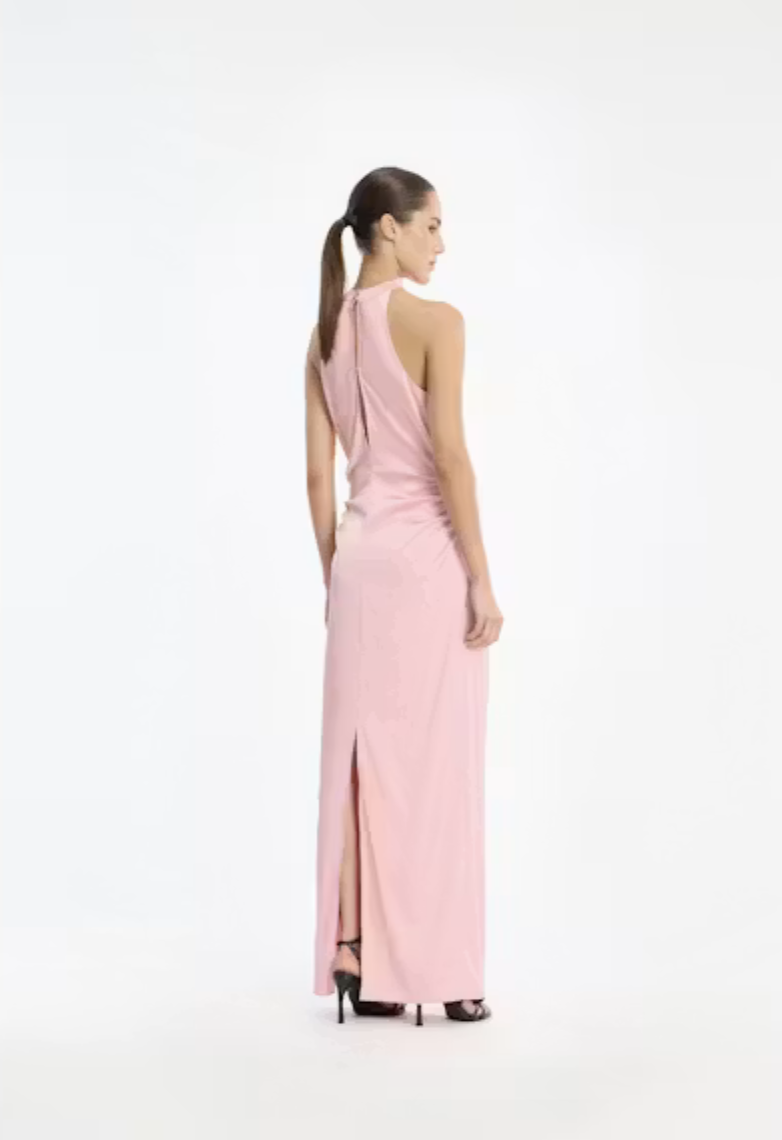 Rotate Halterneck Ruched Maxi Dress