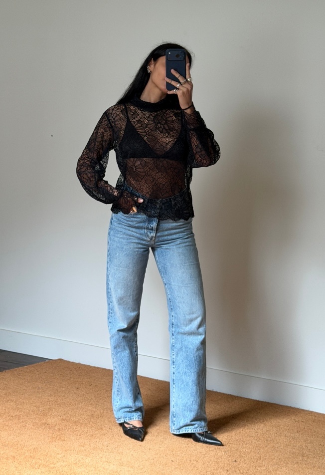 Rotate Lace Longsleeve Blouse