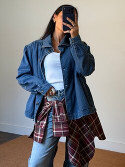 Rotate Gathered Denim Jacket