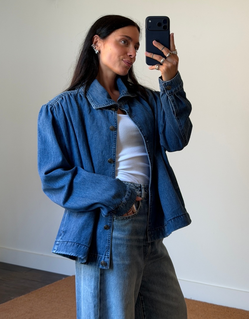 Rotate Gathered Denim Jacket