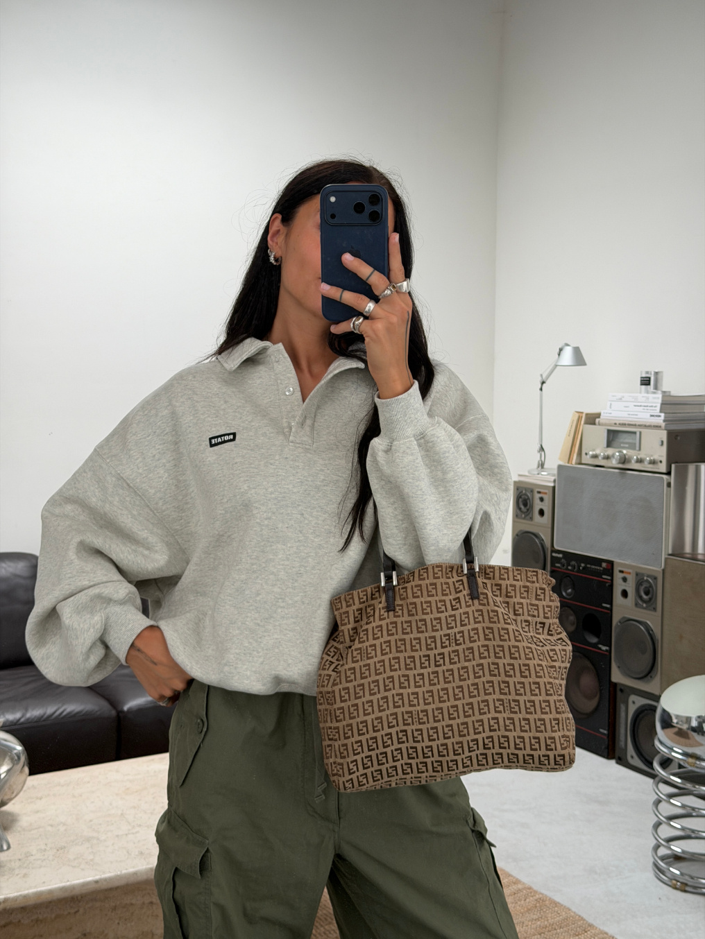 RR ARCHIVE Fendi Zucchino Jacquard Midi Tote