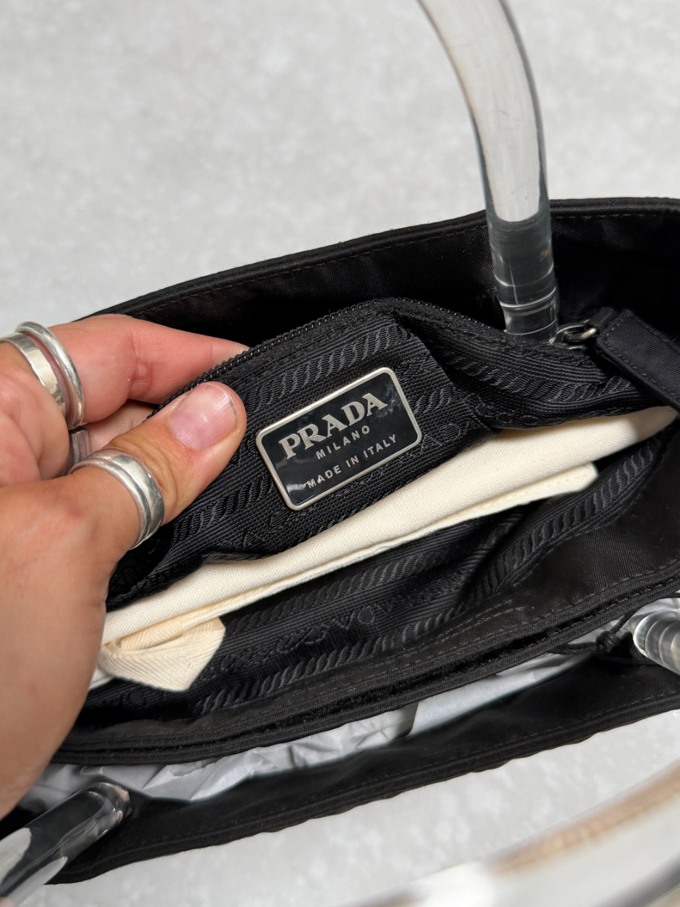 RR ARCHIVE Prada Nylon Plexi Handle Mini Bag