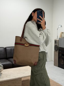 RR ARCHIVE Gucci GG Supreme Web Sherry Line Tote