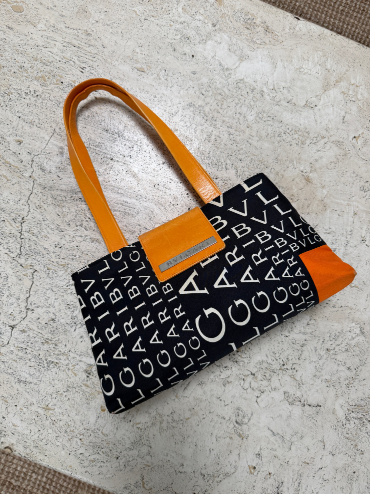 RR ARCHIVE BVLGARI Logo Satin Shoulder Bag
