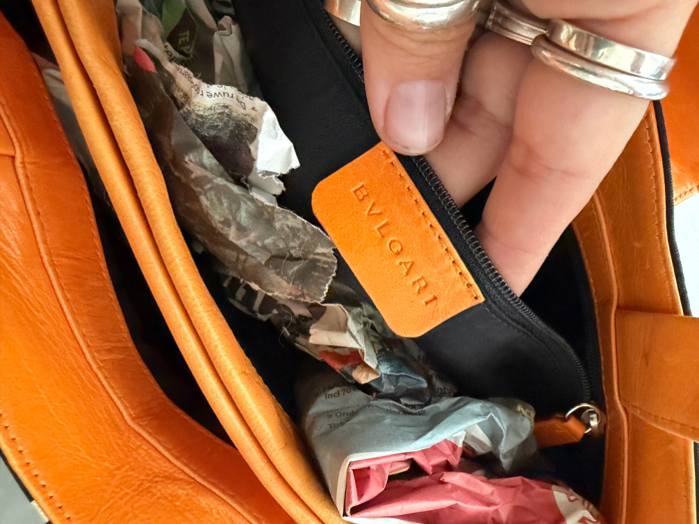 RR ARCHIVE BVLGARI Logo Satin Shoulder Bag