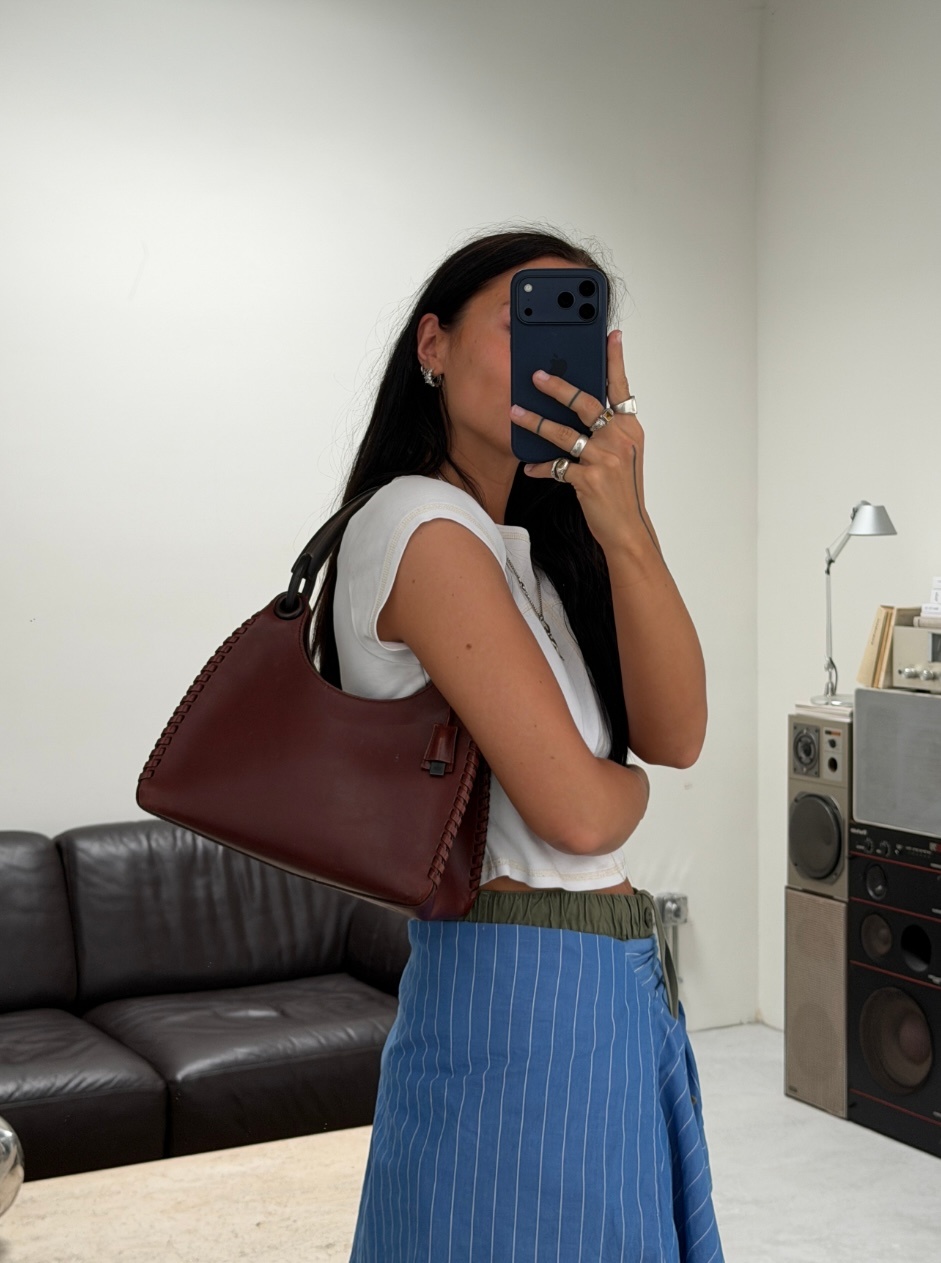 RR ARCHIVE Gucci Leather & Wood Handle Shoulder Bag