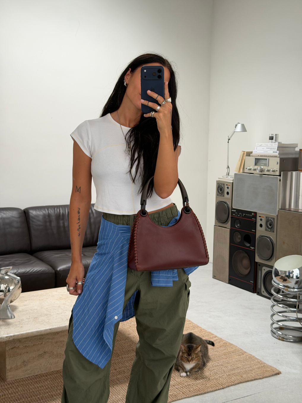 RR ARCHIVE Gucci Leather & Wood Handle Shoulder Bag