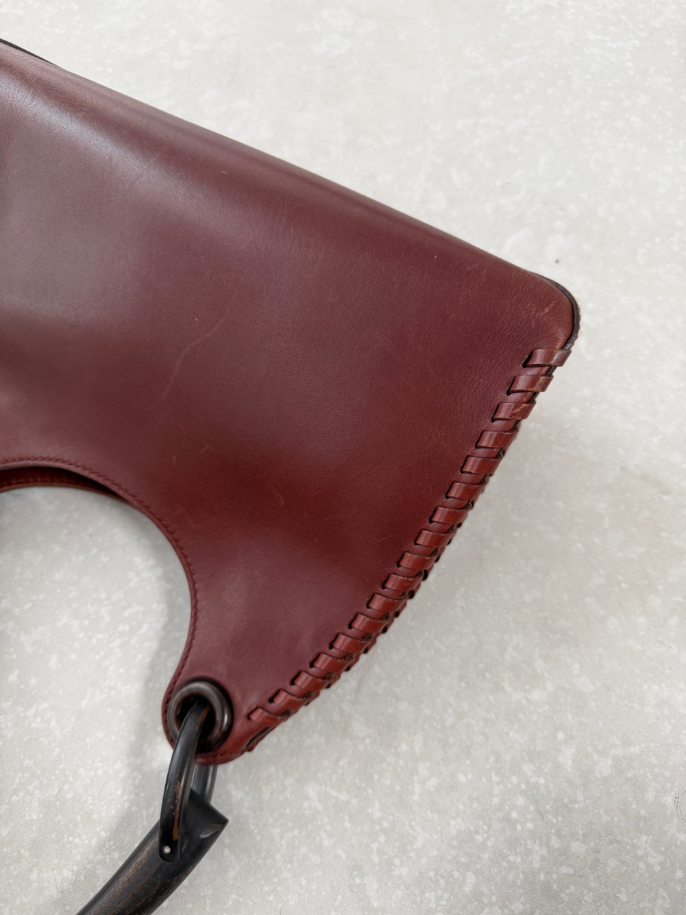 RR ARCHIVE Gucci Leather & Wood Handle Shoulder Bag