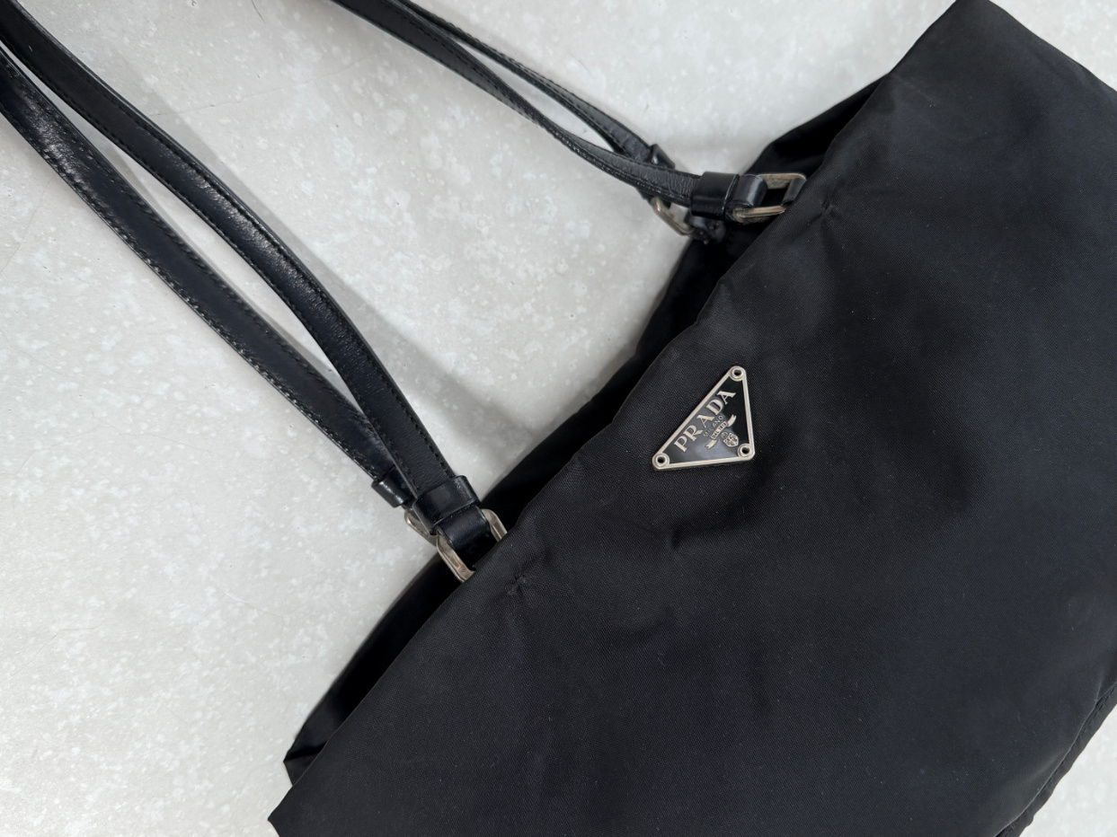 RR ARCHIVE Prada Nylon Shoulder Bag with Leather Handles