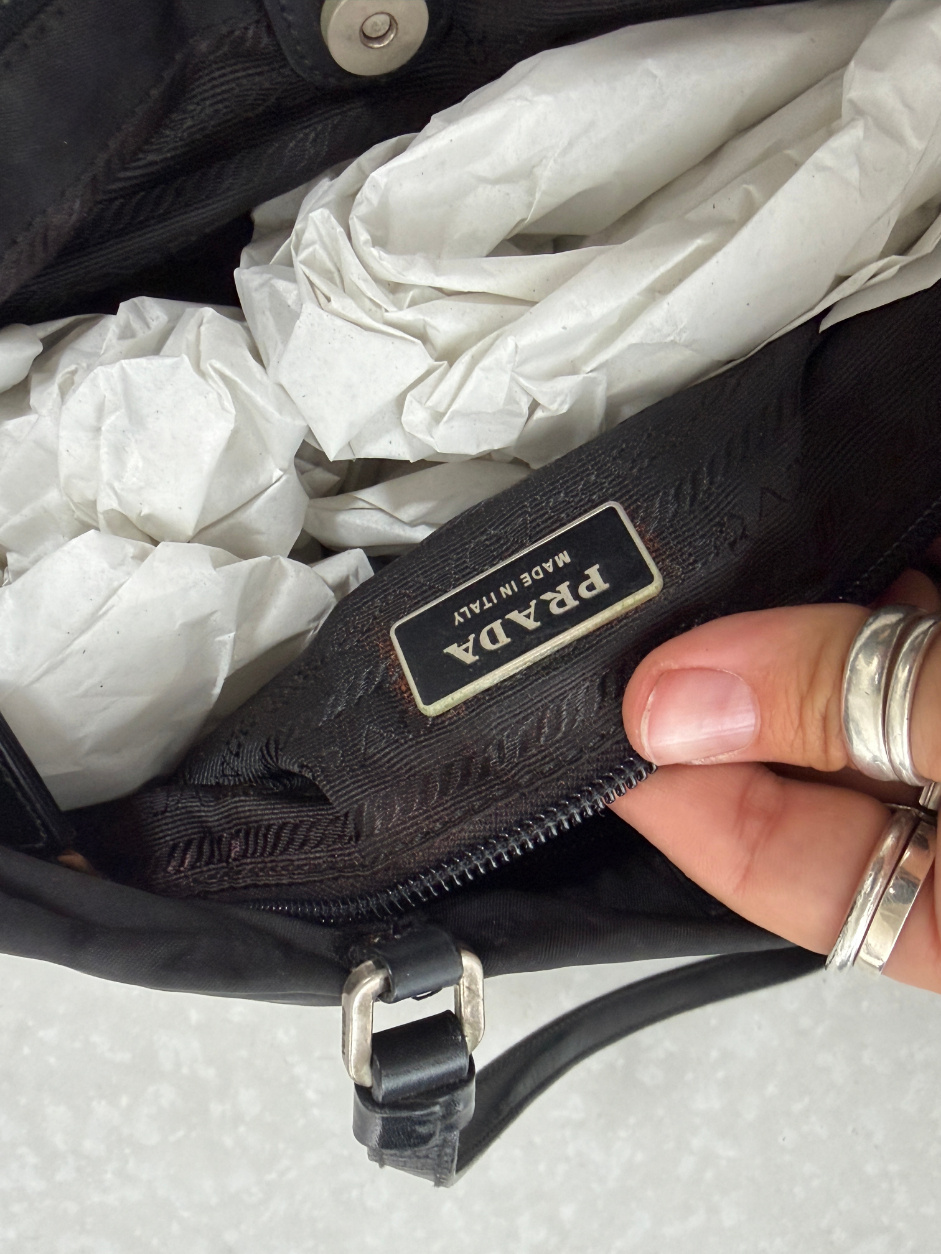 RR ARCHIVE Prada Nylon Shoulder Bag with Leather Handles