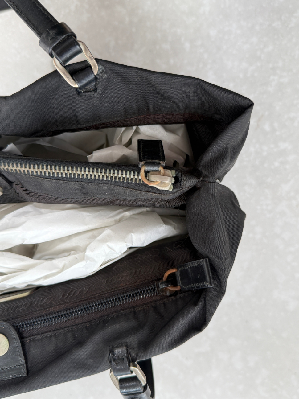 RR ARCHIVE Prada Nylon Shoulder Bag with Leather Handles