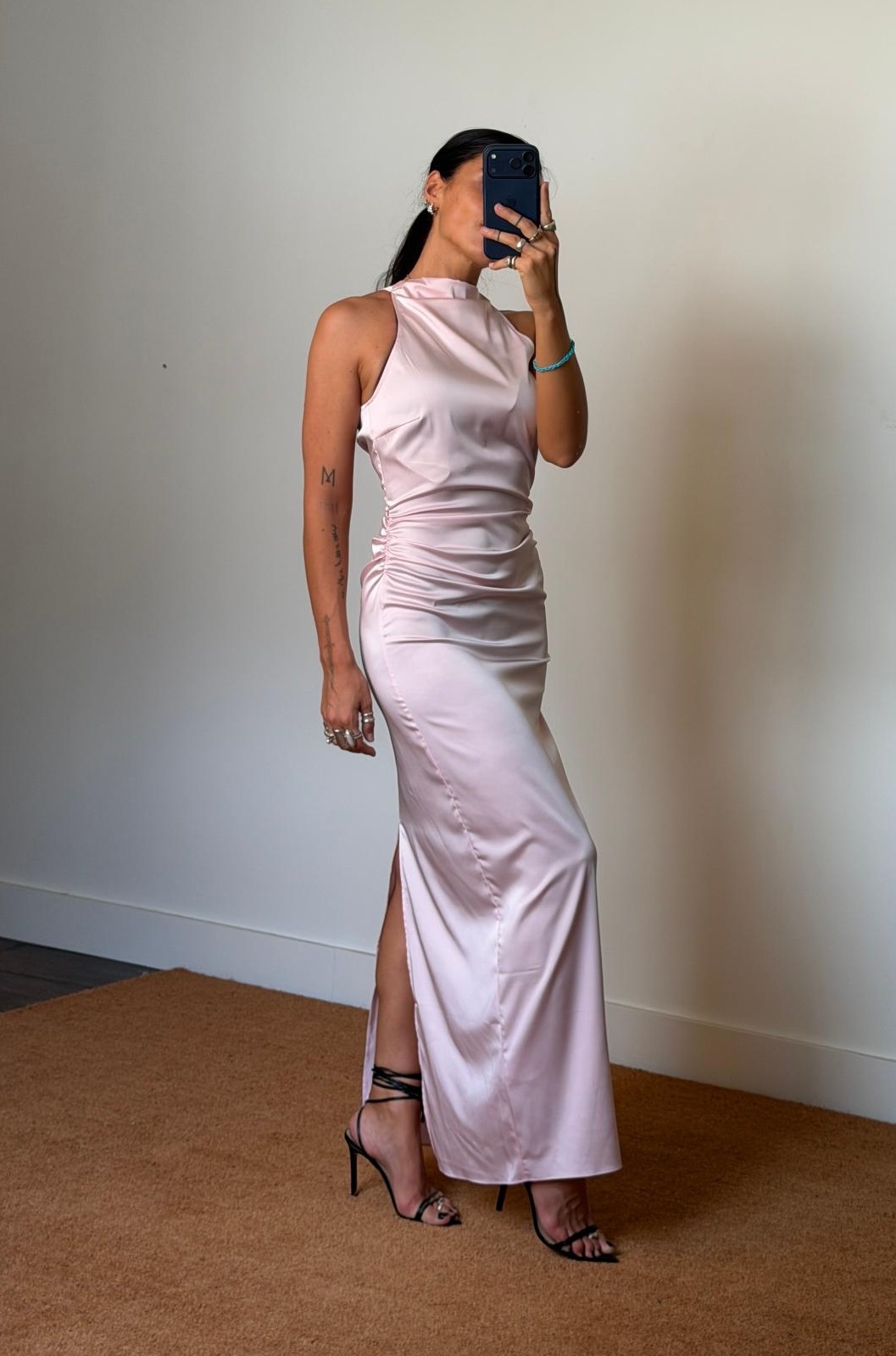 Rotate Halterneck Ruched Maxi Dress